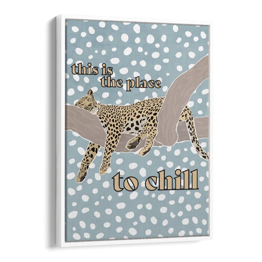 Children's Leopard Typography By Sarah Manovski Kids Room Art in White Floater Frame