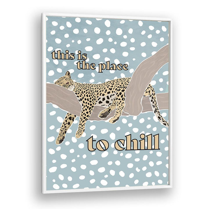 Children's Leopard Typography By Sarah Manovski Kids Room Art in White Plain Frame