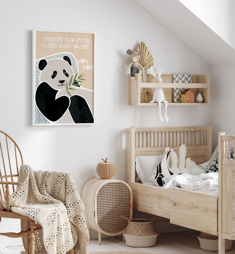 Childrens Panda Typography By Sarah Manovski Kids Room Art placed on wall 