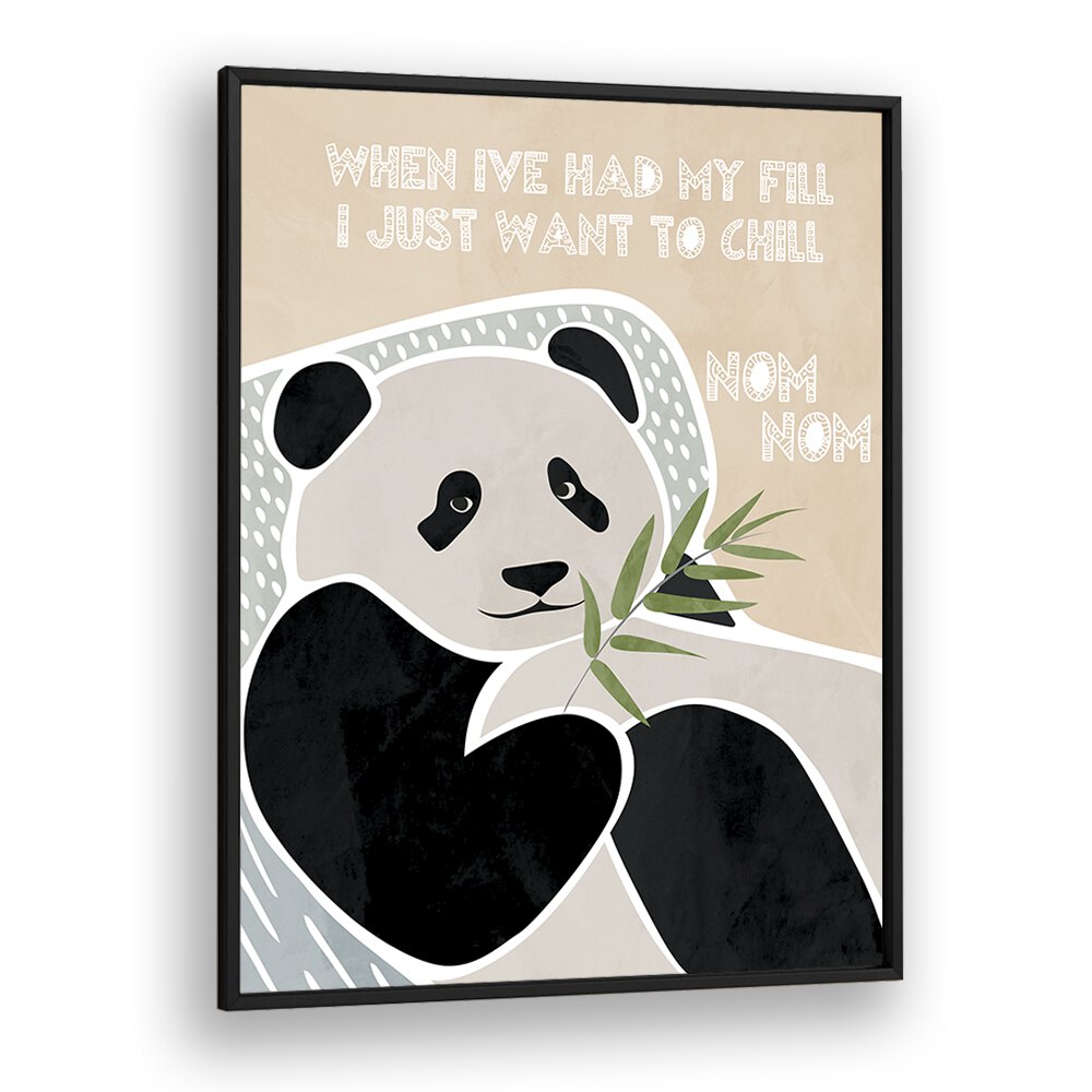 Childrens Panda Typography By Sarah Manovski Kids Room Art in Black Plain Frame