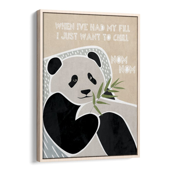 Childrens Panda Typography By Sarah Manovski Kids Room Art in Oak Wood Floater Frame