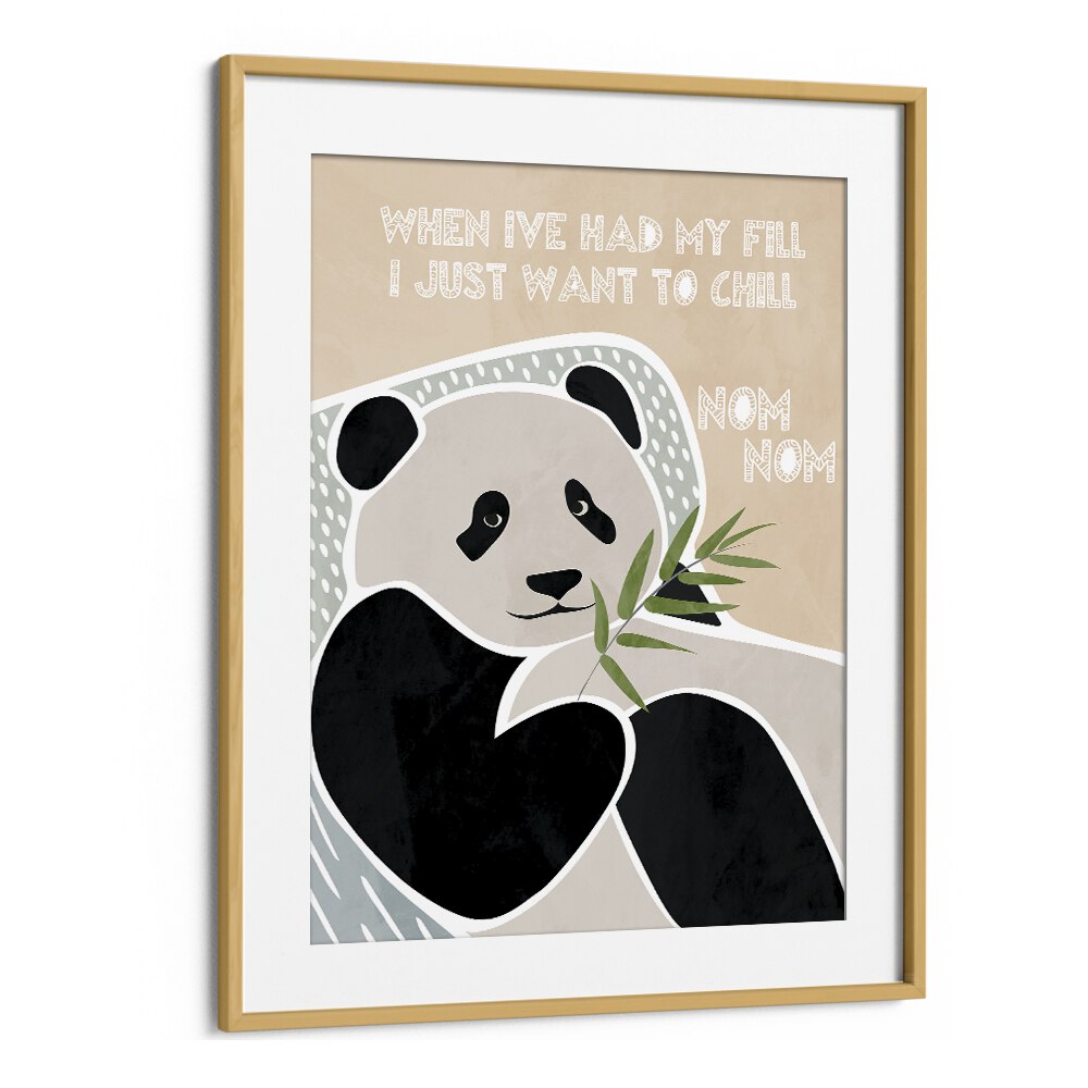 Childrens Panda Typography By Sarah Manovski Kids Room Art in Oak Wood Frame With Mount