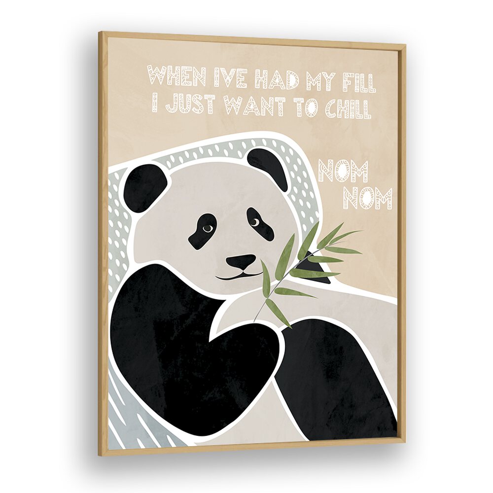 Childrens Panda Typography By Sarah Manovski Kids Room Art in Oak Wood Plain Frame