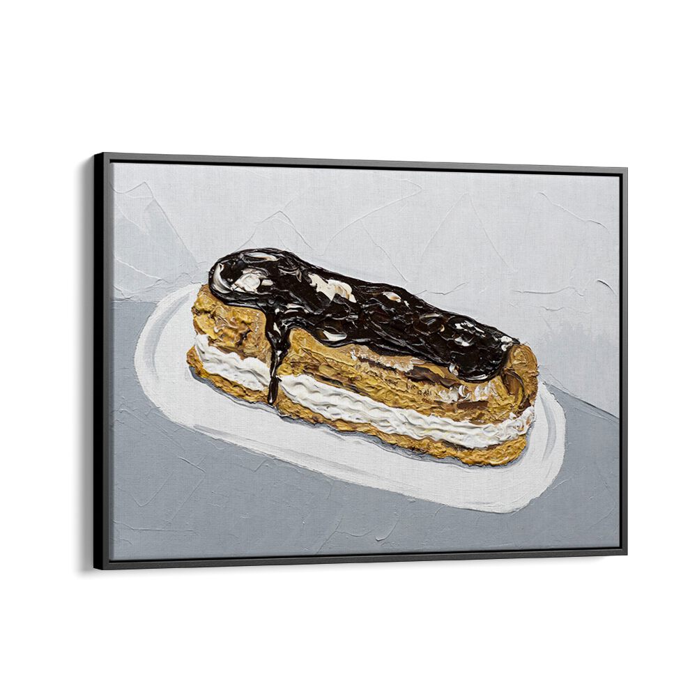 Chocolate Eclair by Alice Straker Cafe Art Prints Cafe Posters in Black Floater Frame