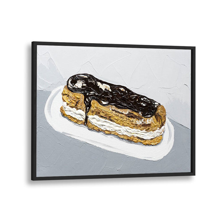 Chocolate Eclair by Alice Straker Cafe Art Prints Cafe Posters in Black Plain Frame