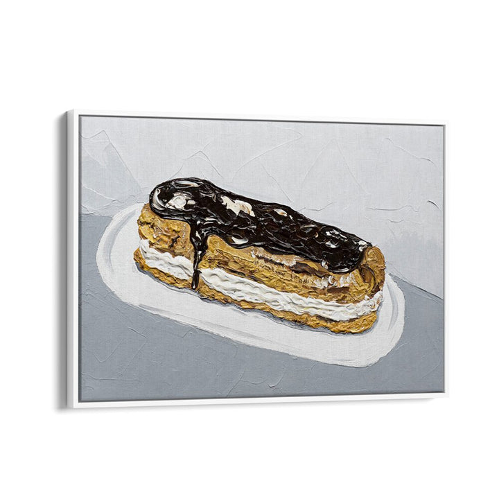 Chocolate Eclair by Alice Straker Cafe Art Prints Cafe Posters in White Floater Frame