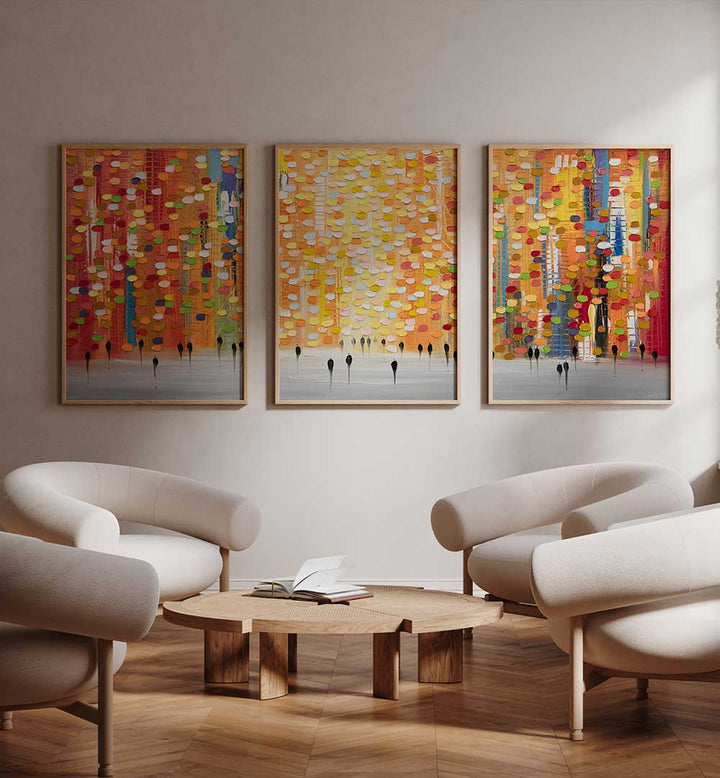 CHROMATIC STREETS SET , SET OF 3 PAINTINGS