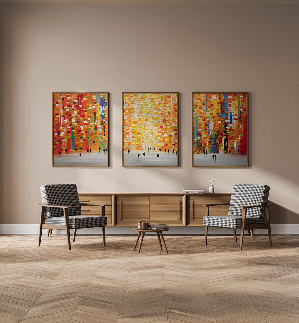 CHROMATIC STREETS SET , SET OF 3 PAINTINGS