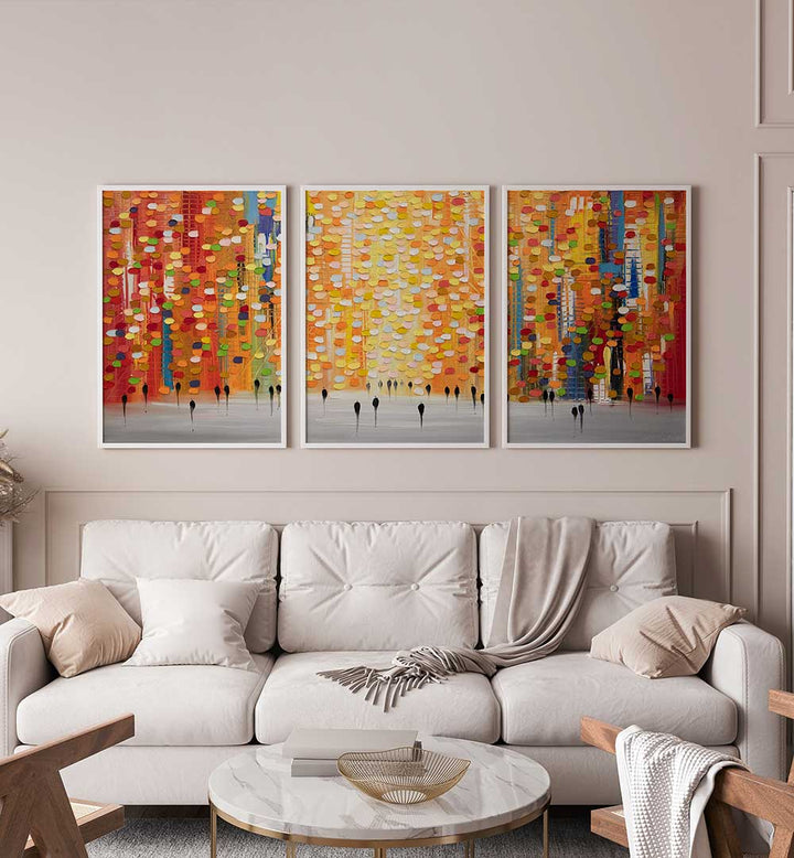 CHROMATIC STREETS SET , SET OF 3 PAINTINGS