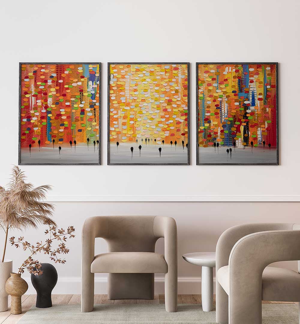CHROMATIC STREETS SET , SET OF 3 PAINTINGS