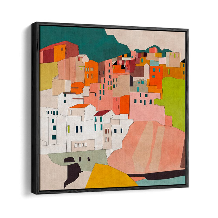 Cinque Terre By Ana Rut Bre Abstract Art Abstract Paintings in Black Floater Frame