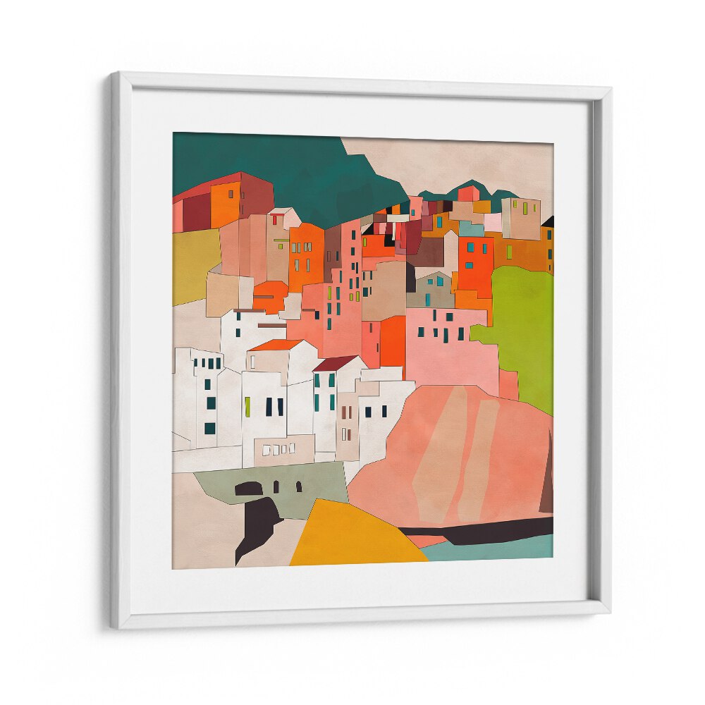 Cinque Terre By Ana Rut Bre Abstract Art Abstract Paintings in White Frame With Mount