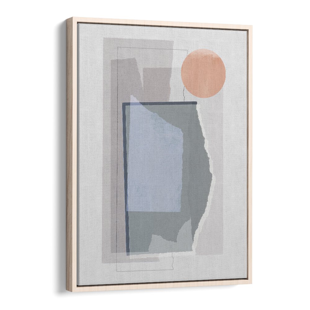 Circle And Abstract Piecesby Mareike Bohmer Abstract Art Abstract Paintings in Oak Wood Floater Frame