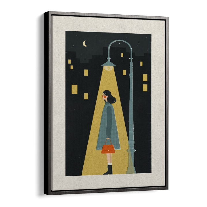 City Girl By Julia Leister Women Illustration Paintings in Black Floater Frame