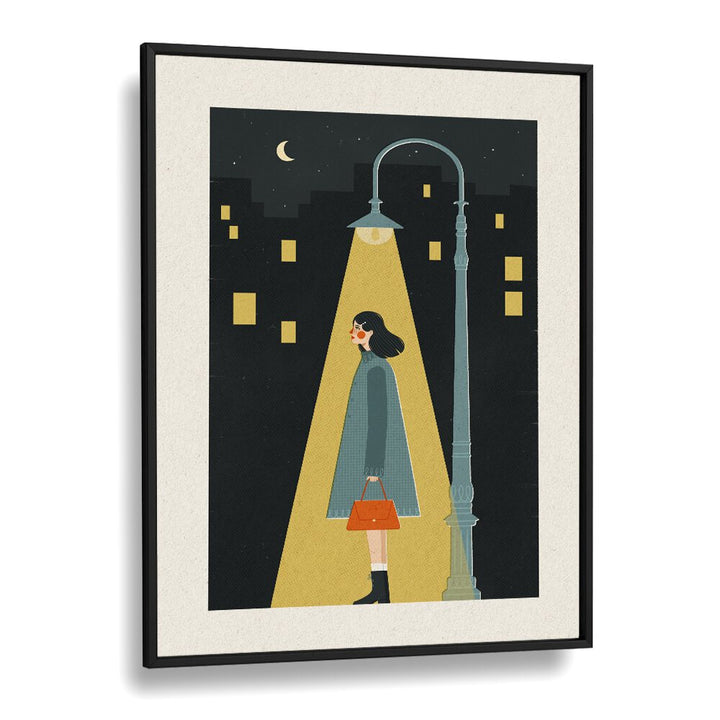 City Girl By Julia Leister Women Illustration Paintings in Black Plain Frame