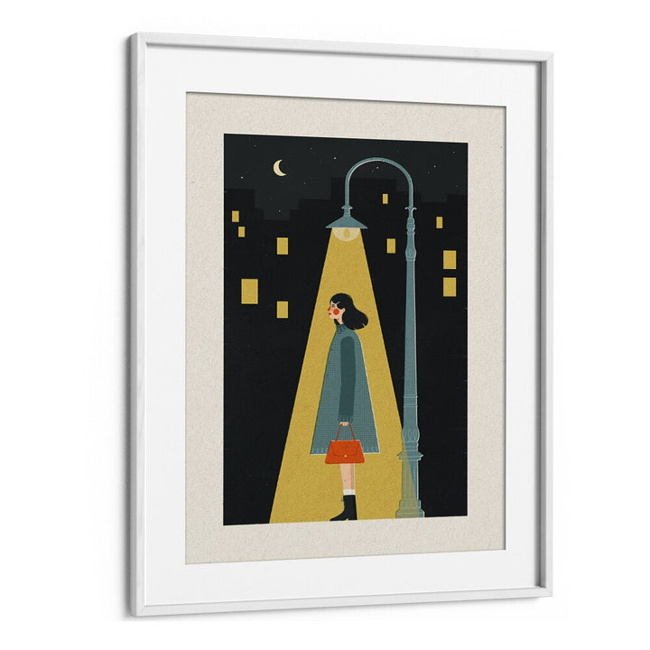 City Girl By Julia Leister Women Illustration Paintings in White Frame With Mount