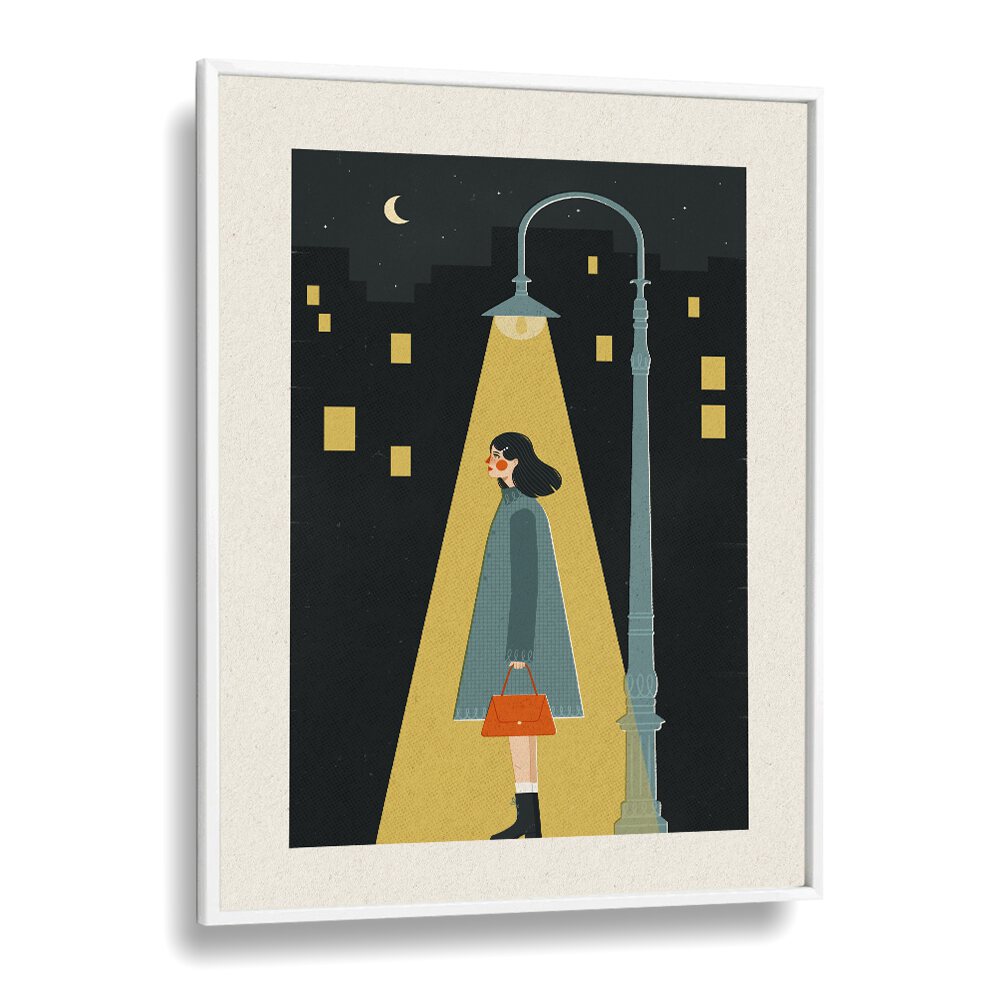 City Girl By Julia Leister Women Illustration Paintings in White Plain Frame