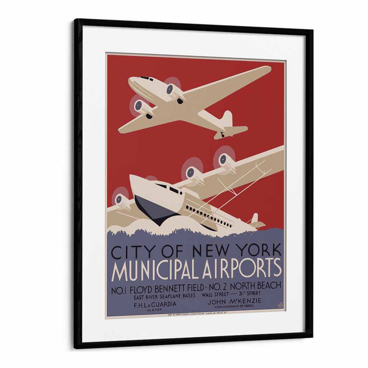 City of New York  Vintage Travel Posters in Black Frame With Mount