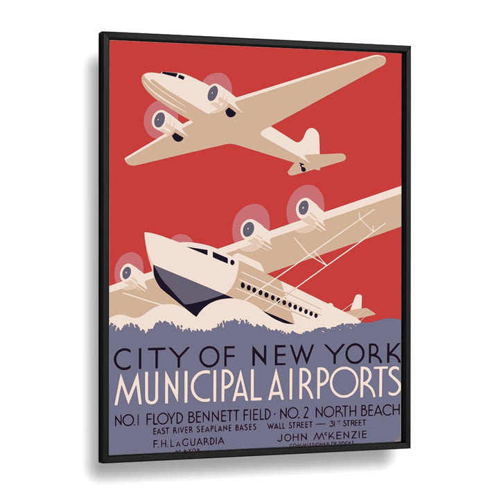 City of New York  Vintage Travel Posters in Black Plain Frame