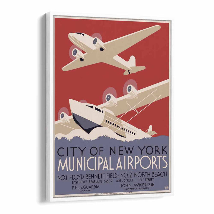 City of New York  Vintage Travel Posters in White Floater Frame