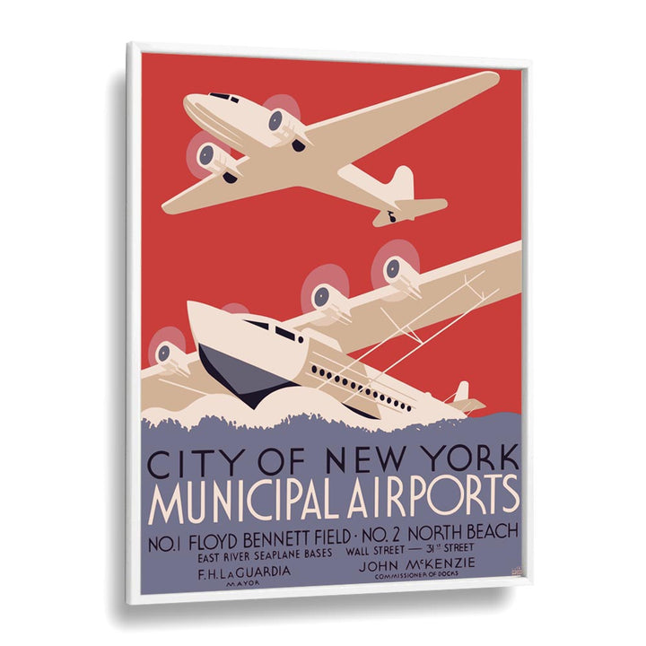 City of New York  Vintage Travel Posters in White Plain Frame