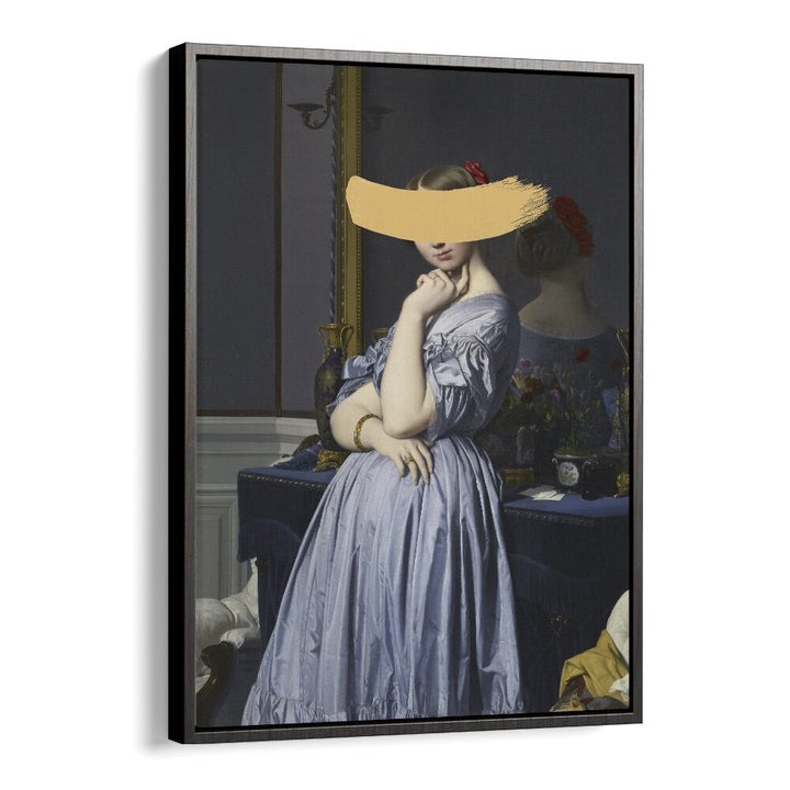 Classic Oil Painting and Yellow Splash by the Art Concept Altered Art Prints in Black Floater Frame