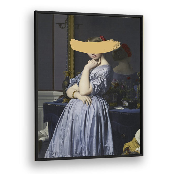 Classic Oil Painting and Yellow Splash by the Art Concept Altered Art Prints in Black Plain Frame