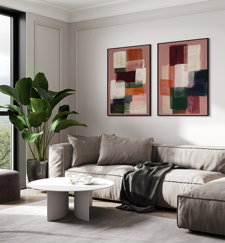 CLAYTONE COMPOSITION , SET OF 2 PAINTINGS