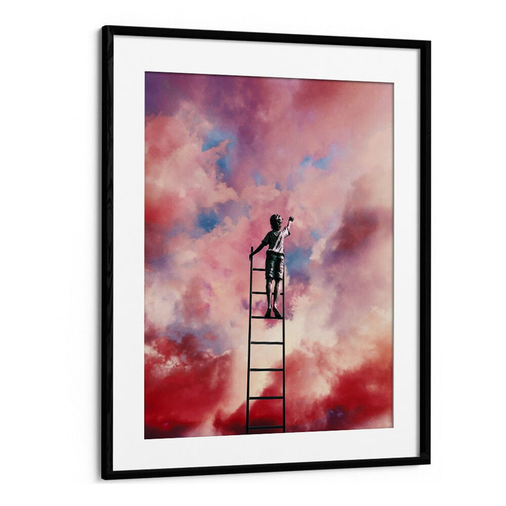 Elevate your space with CLOUD PAINTER, SURREAL ART PRINTS by Taudalpoi, showcasing a boy reaching for the sky.