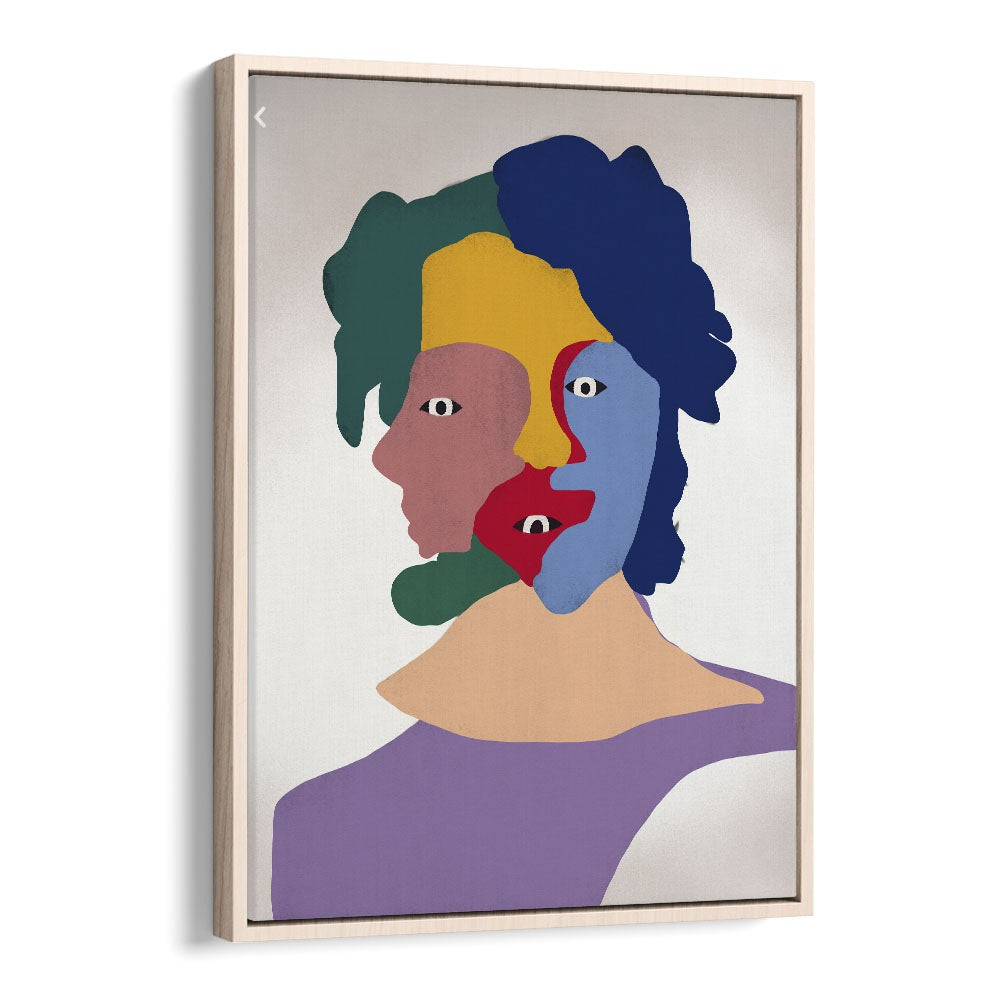 Clown Portrait By Little Dean Abstract Art Abstract Paintings in Oak Wood Floater Frame