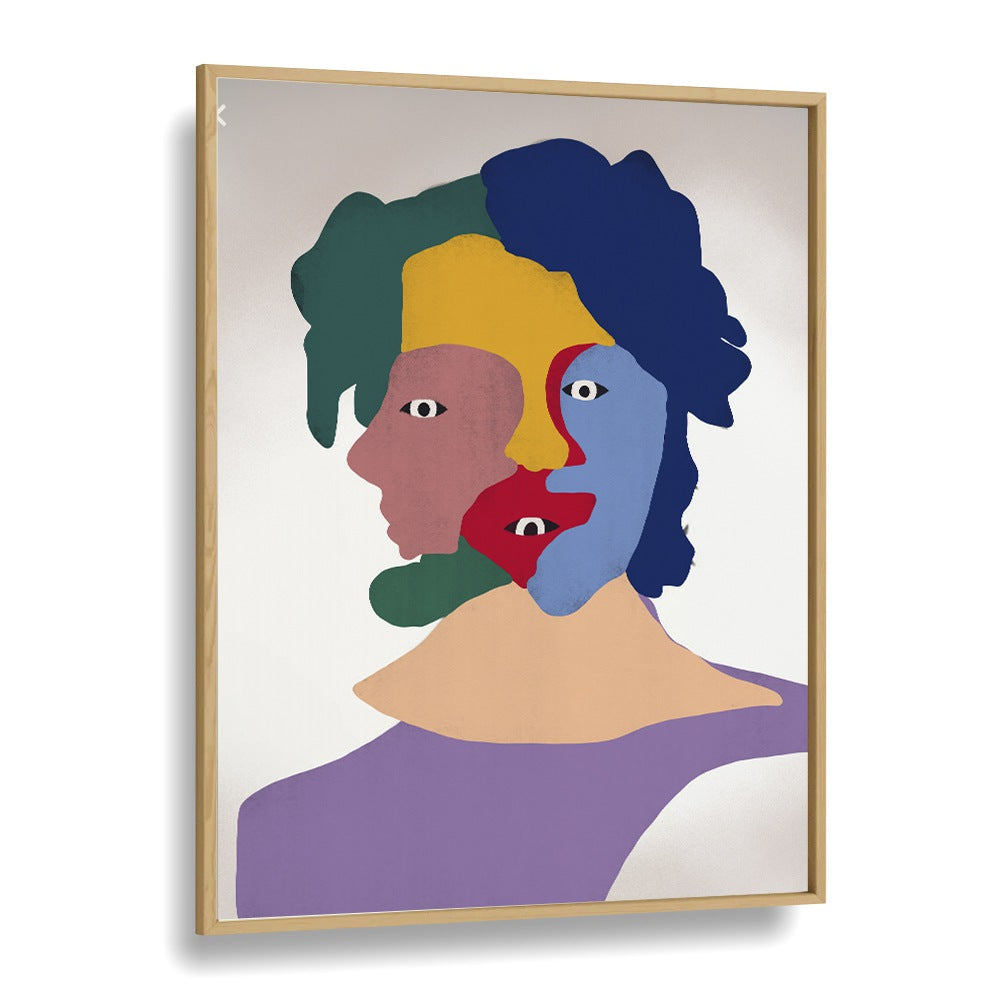 Clown Portrait By Little Dean Abstract Art Abstract Paintings in Oak Wood Plain Frame