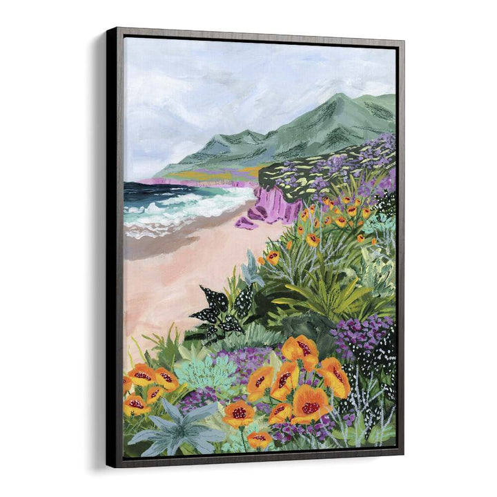 Coastal Bluffs By Sarah Gesek Landscape Art Prints in Black Floater Frame