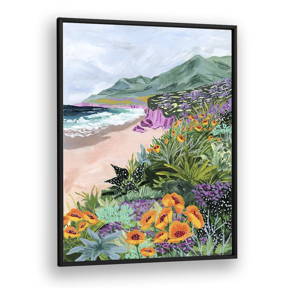 Coastal Bluffs By Sarah Gesek Landscape Art Prints in Black Plain Frame