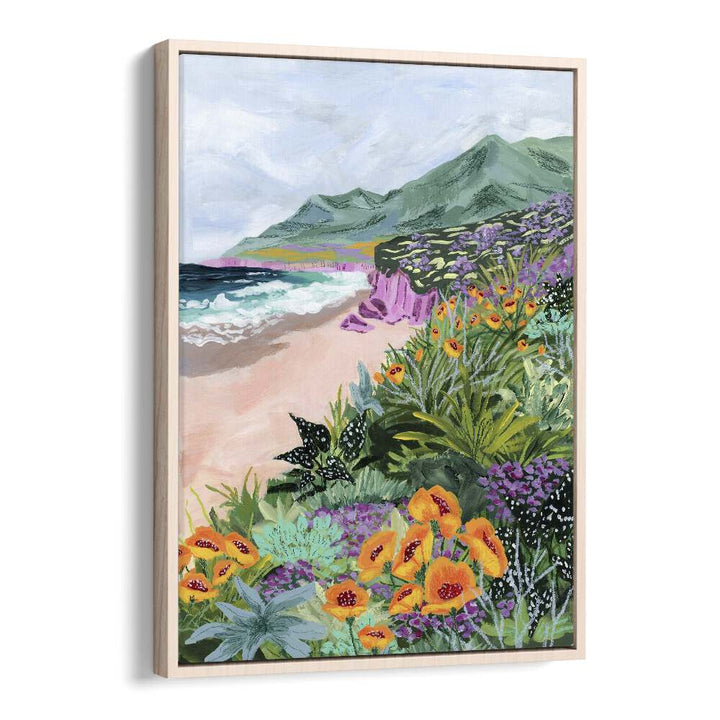 Coastal Bluffs By Sarah Gesek Landscape Art Prints in Oak Wood Floater Frame