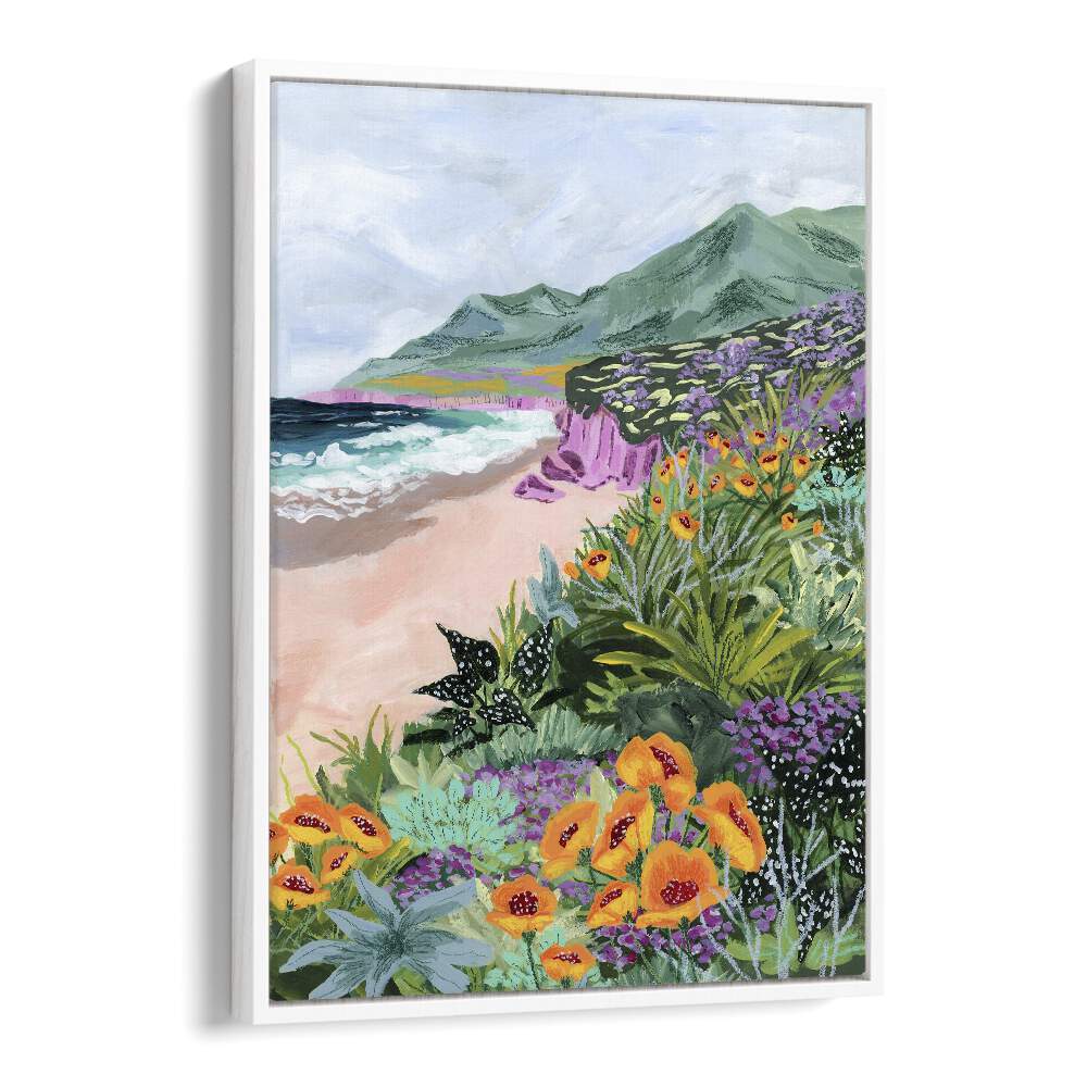 Coastal Bluffs By Sarah Gesek Landscape Art Prints in White Floater Frame