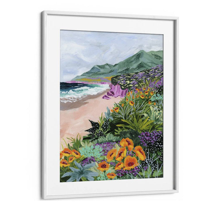 Coastal Bluffs By Sarah Gesek Landscape Art Prints in White Frame With Mount