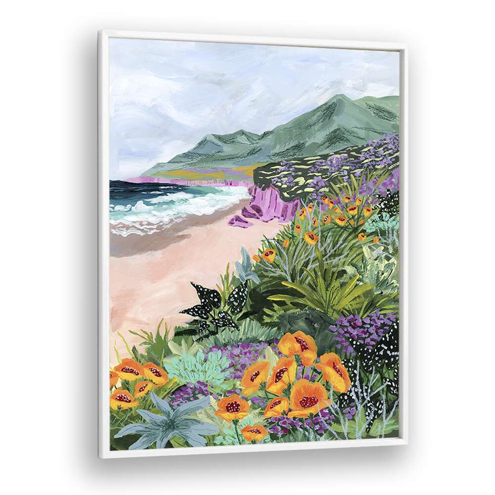 Coastal Bluffs By Sarah Gesek Landscape Art Prints in White Plain Frame