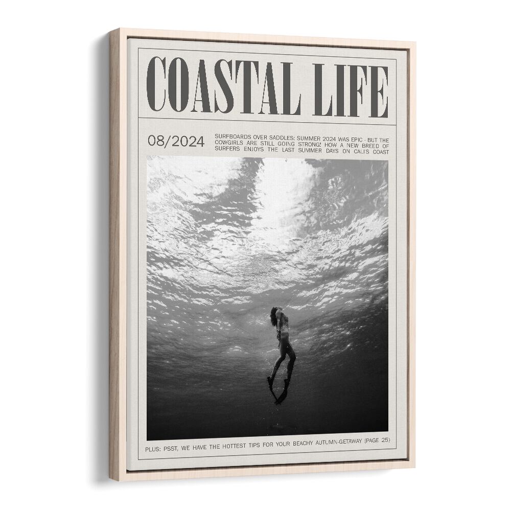 Coastal Life i Beach Prints Coastal Wall Art in Oak Wood Floater Frame