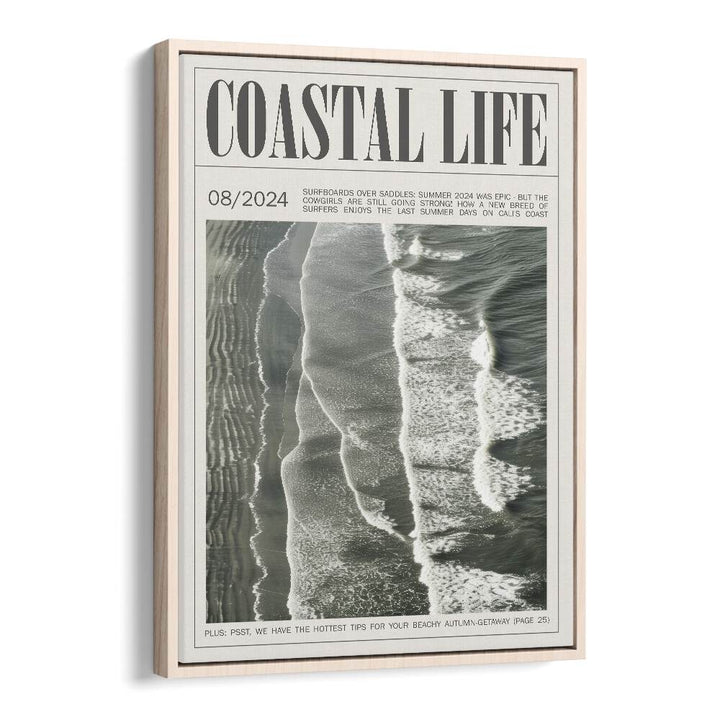 Coastal Life iii Beach Prints Coastal Wall Art in Oak Wood Floater Frame