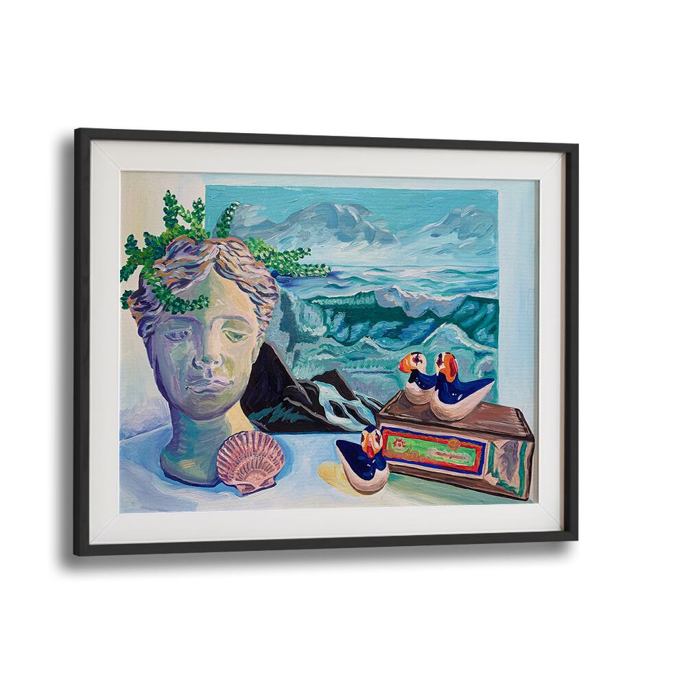 Coastal Still Life By Key And Sea Creative Art Print in Black Frame With Mount