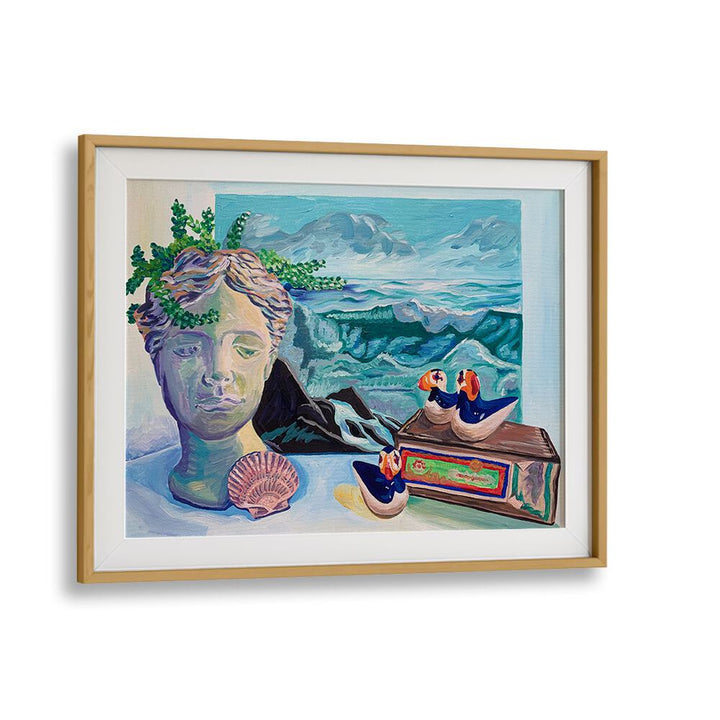 Coastal Still Life By Key And Sea Creative Art Print in Oak Wood Frame With Mount