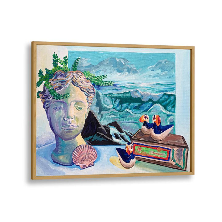 Coastal Still Life By Key And Sea Creative Art Print in Oak Wood Plain Frame