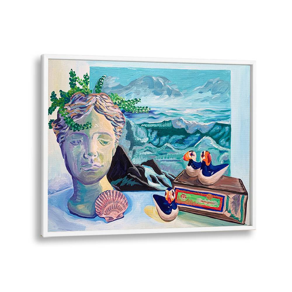 Coastal Still Life By Key And Sea Creative Art Print in White Plain Frame