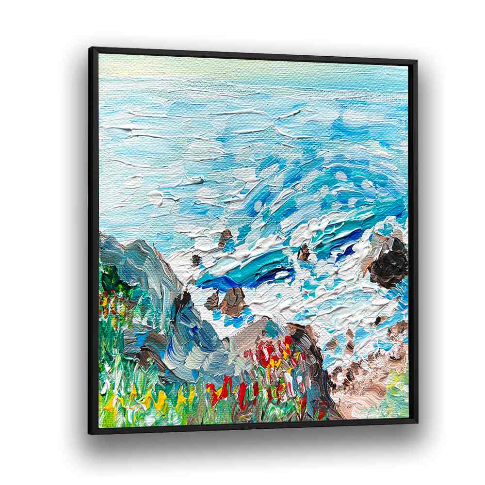 Coastline By Key And Sea Creative Landscape Art in Black Plain Frame