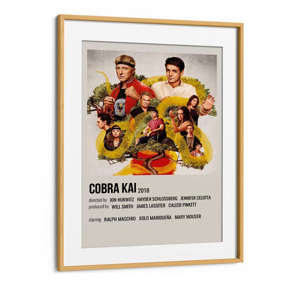 Cobra Kai 2018 Movie Posters in Oak Wood Frame With Mount