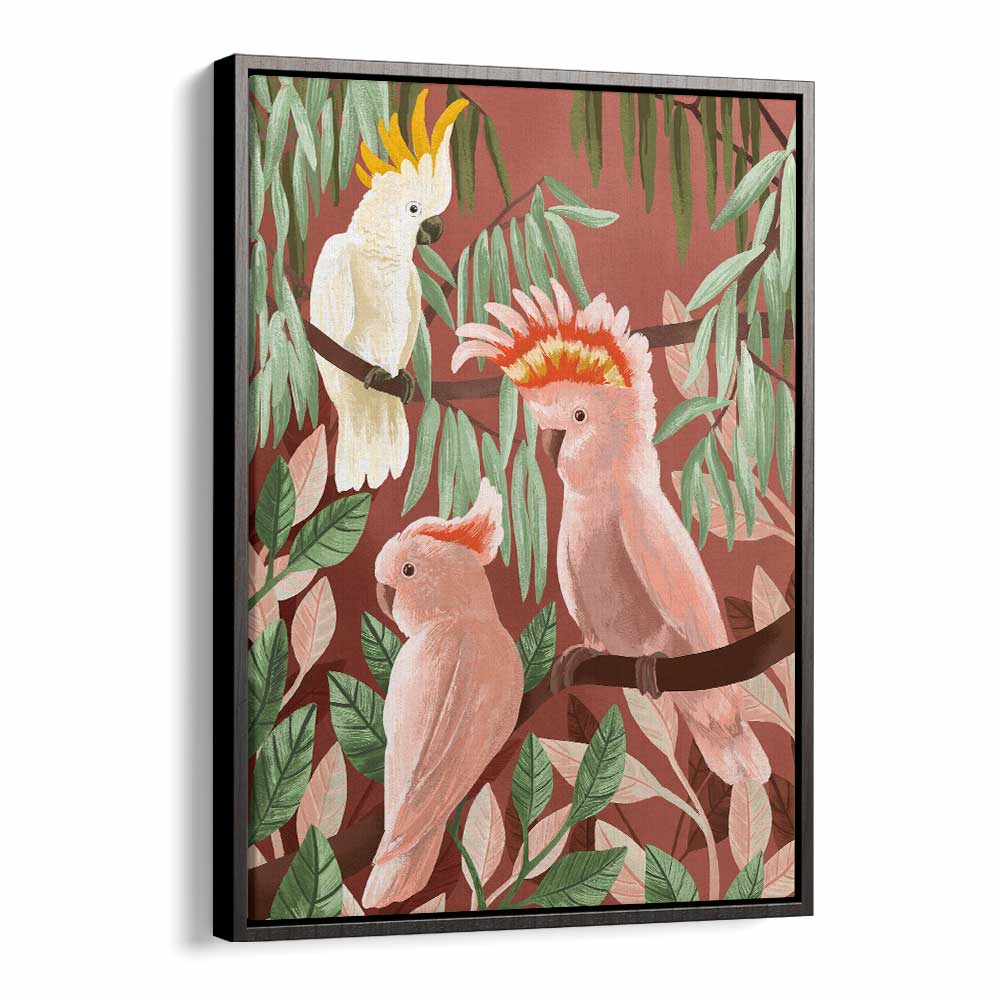 Cockatoos By Goed Blauw Kids Room Paintings Kids Room Wall Art in Black Floater Frame