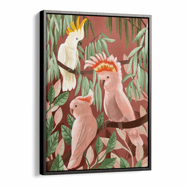 Cockatoos By Goed Blauw Kids Room Paintings Kids Room Wall Art in Black Floater Frame