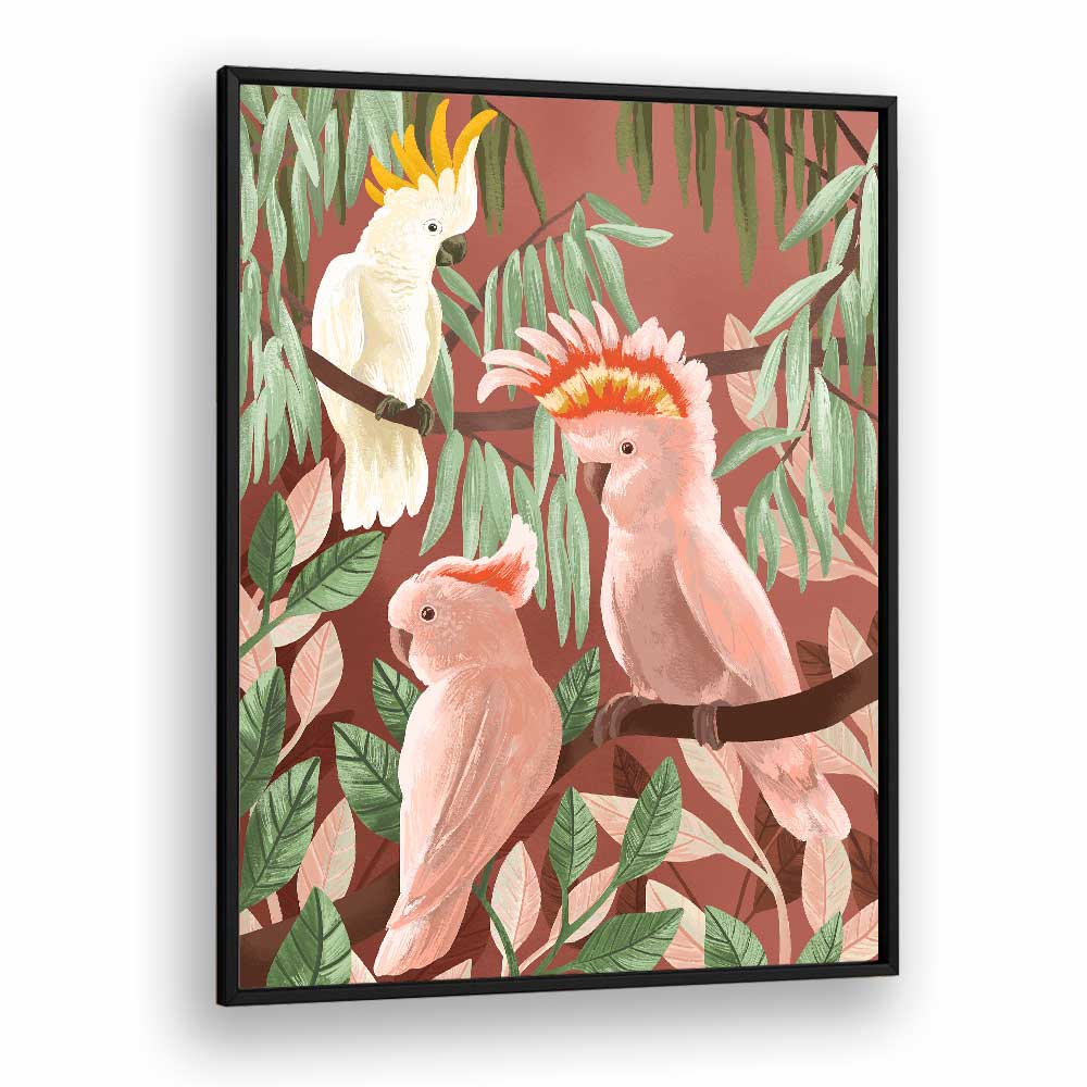 Cockatoos By Goed Blauw Kids Room Paintings Kids Room Wall Art in Black Plain Frame