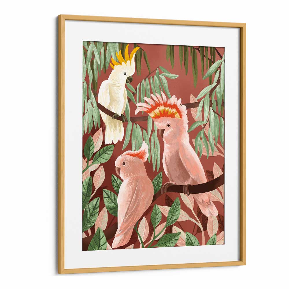 Cockatoos By Goed Blauw Kids Room Paintings Kids Room Wall Art in Oak Wood Frame With Mount