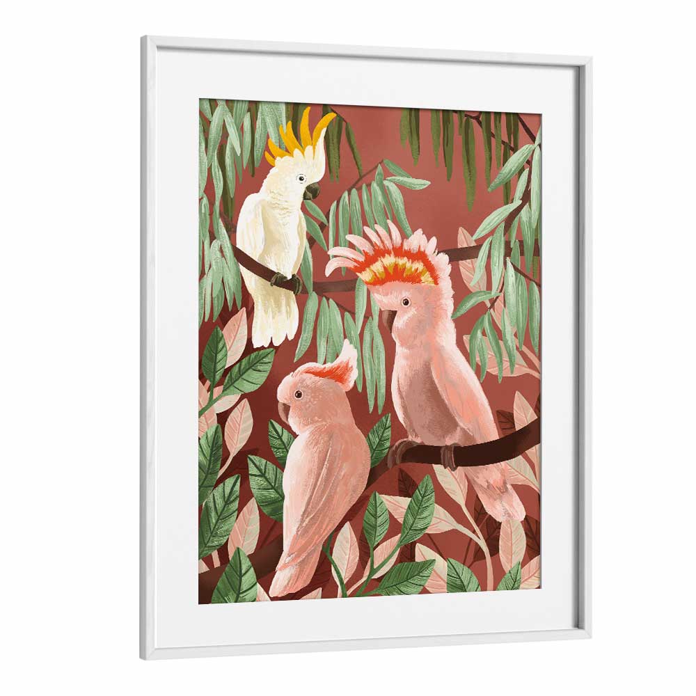 Cockatoos By Goed Blauw Kids Room Paintings Kids Room Wall Art in White Frame With Mount